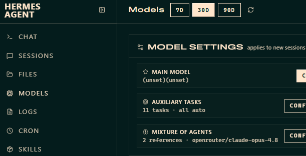 Cropped agent dashboard model settings preview
